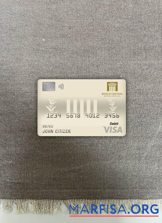 Blank Dominican Republic Central bank visa debit card photolook front example